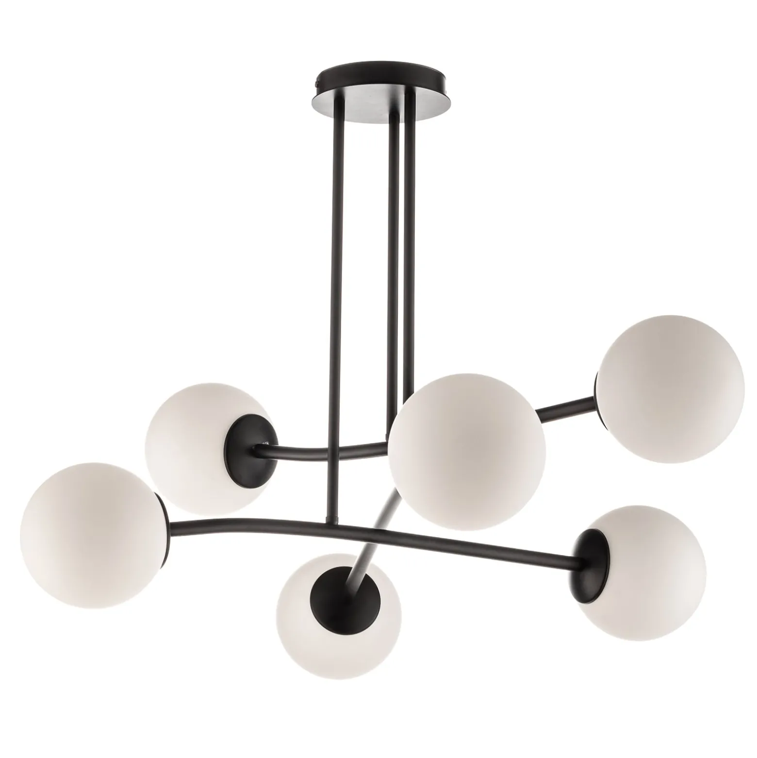 Deckenlampe Major, schwarz, sechsflammig