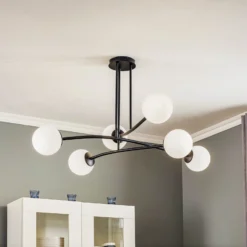 Deckenlampe Major, schwarz, sechsflammig