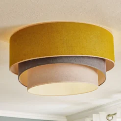 Deckenlampe Pastell Trio Ø 60cm senf/grau/hellgrau
