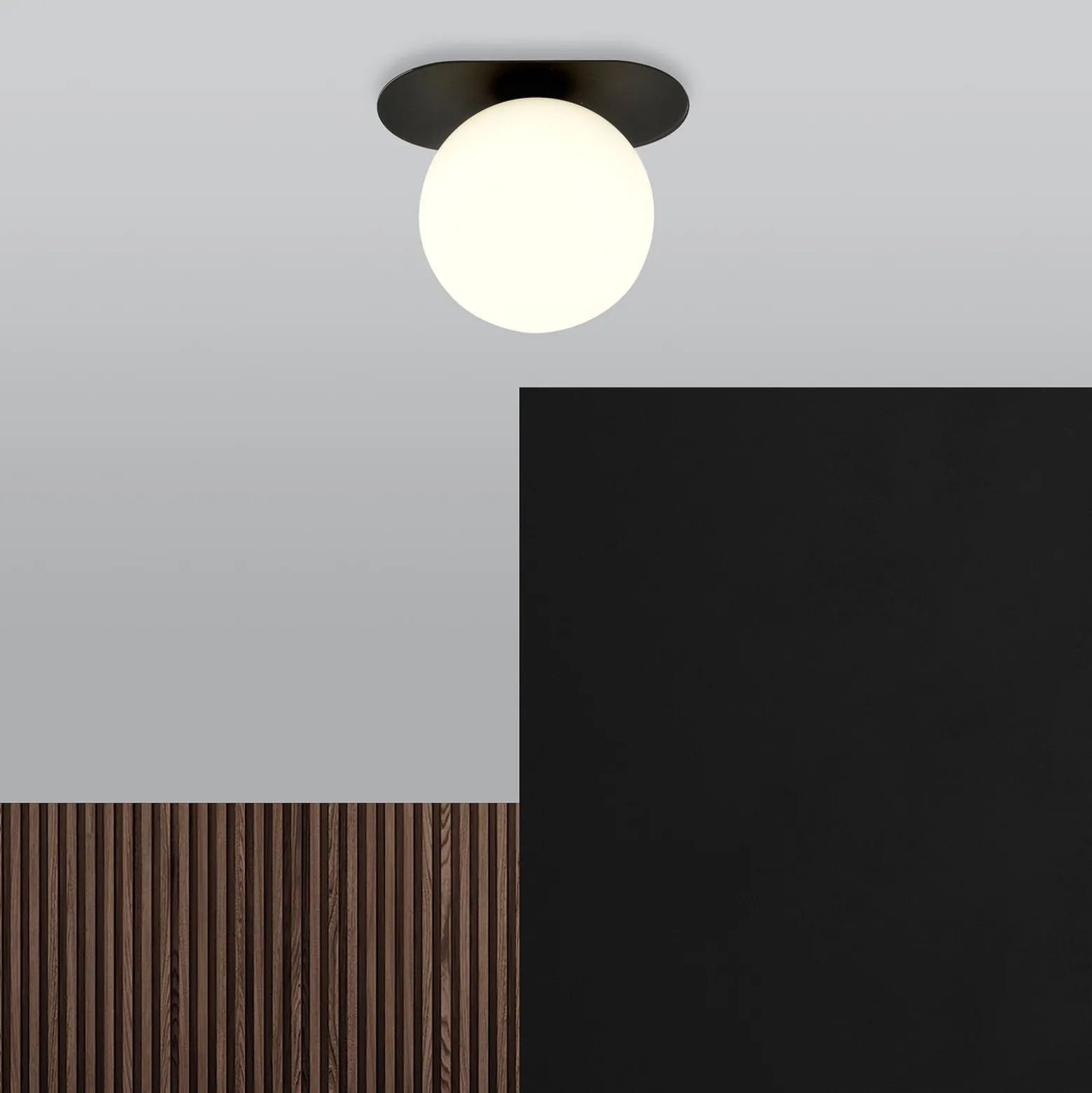 Deckenlampe Plaza, schwarz/opal, einflammig