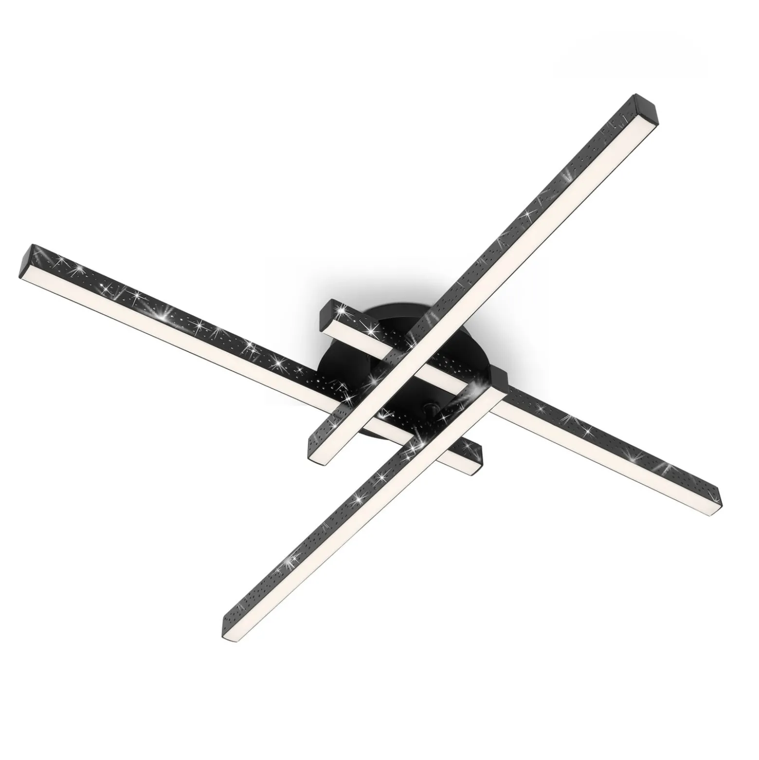 Deckenlampe Rey, Glitzereffekt, 4-flammig, schwarz