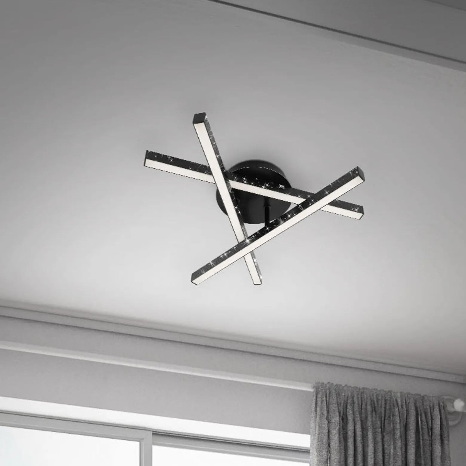 Deckenlampe Rey, Glitzereffekt, 3-flammig, schwarz