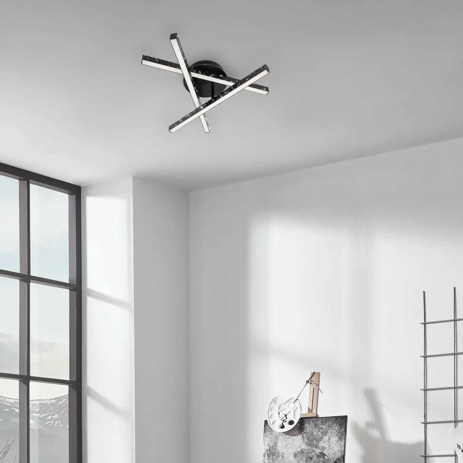 Deckenlampe Rey, Glitzereffekt, 3-flammig, schwarz