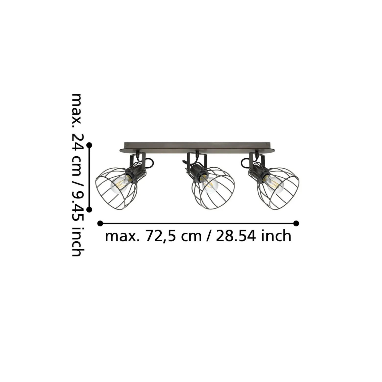 Deckenlampe Sambatello, dreiflammig, braun/silber