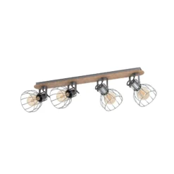 Deckenlampe Sambatello, vierflammig, braun/silber