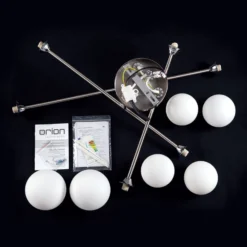 Deckenlampe Snowwhite mit Gestänge, 6fl., nickel