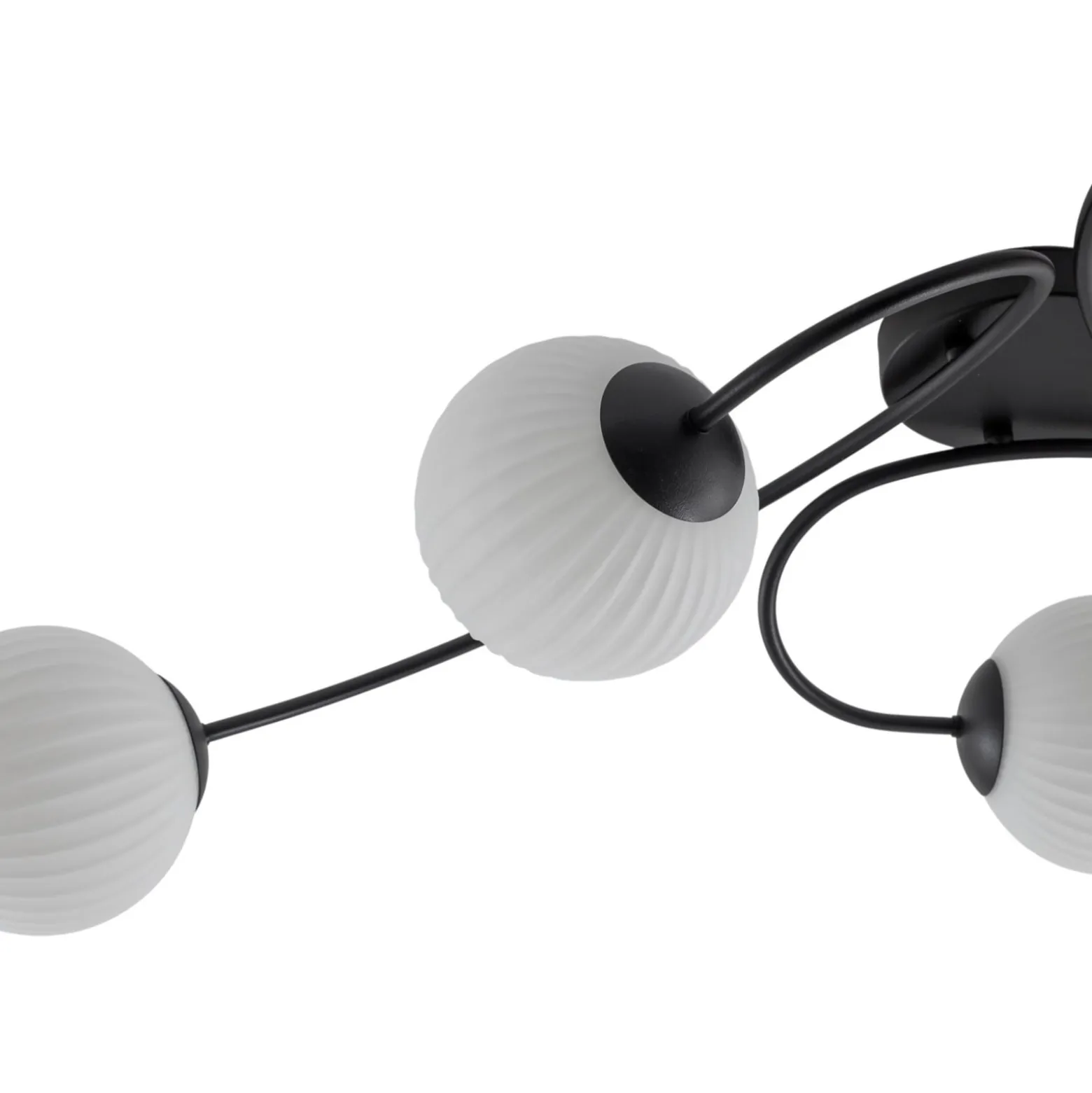 Deckenlampe Vibra, opal/schwarz, Länge 97 cm, Glas, 6-flg.
