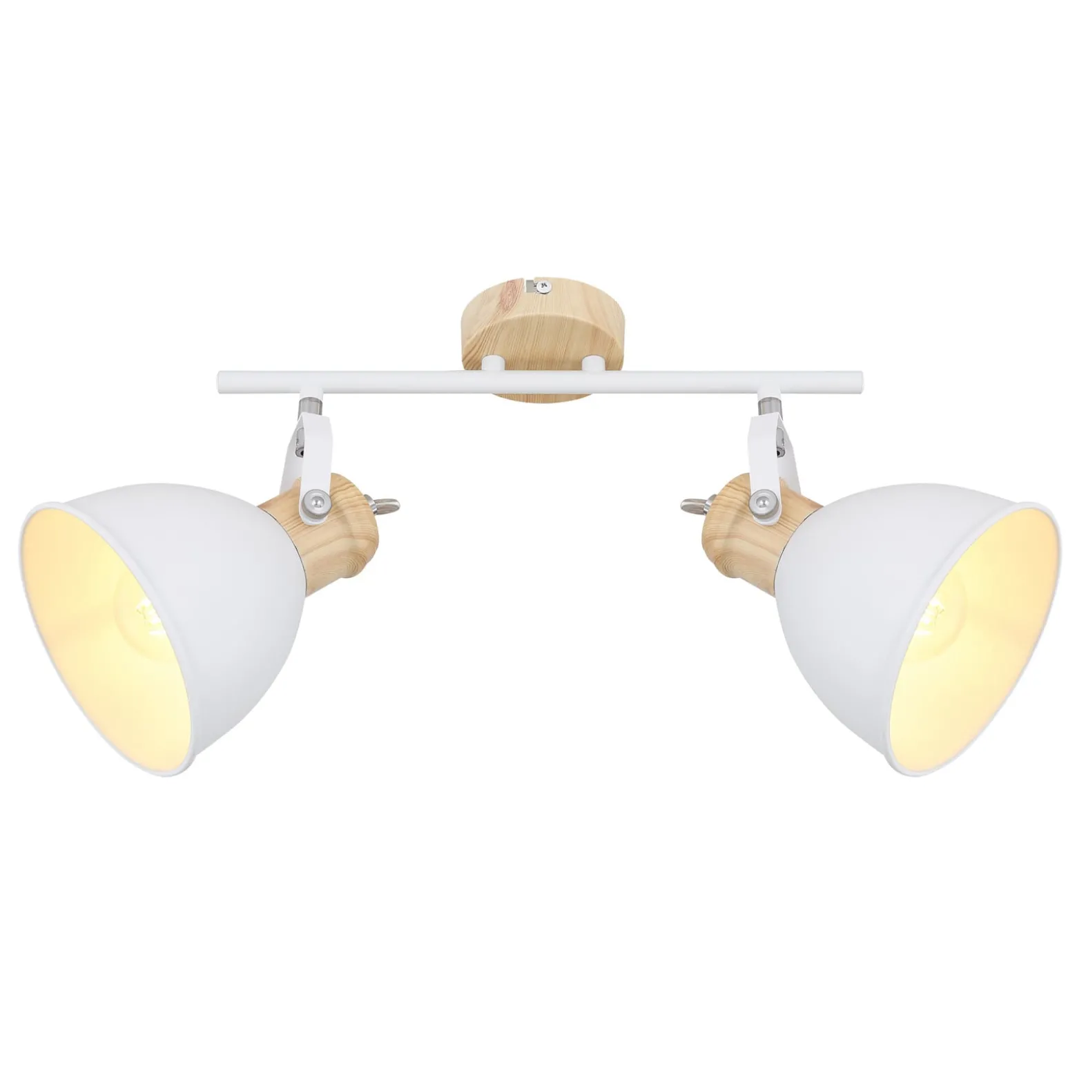 Deckenlampe Wiho aus Metall, weiß/holzoptik, 2-fl.