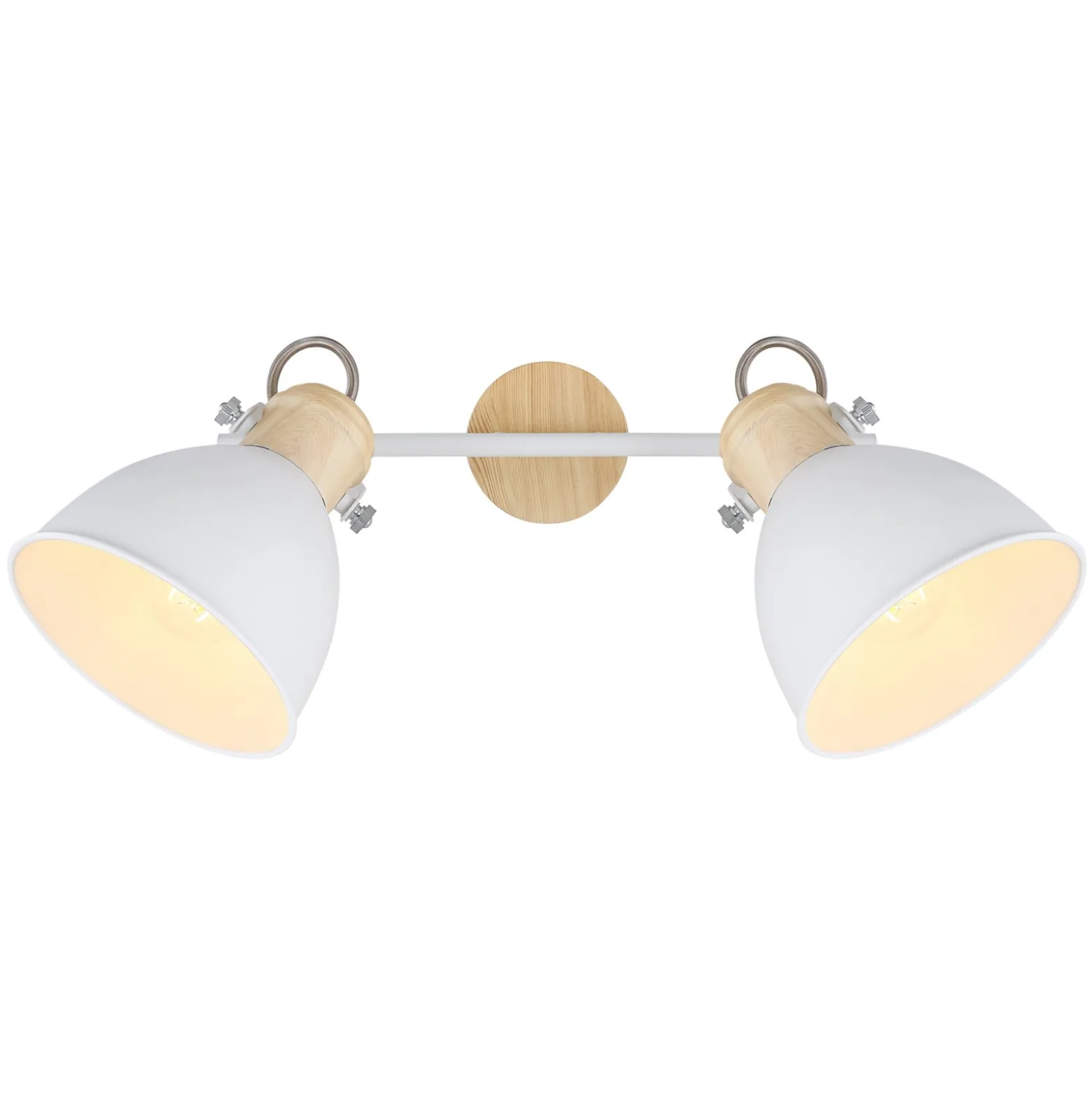 Deckenlampe Wiho aus Metall, weiß/holzoptik, 2-fl.