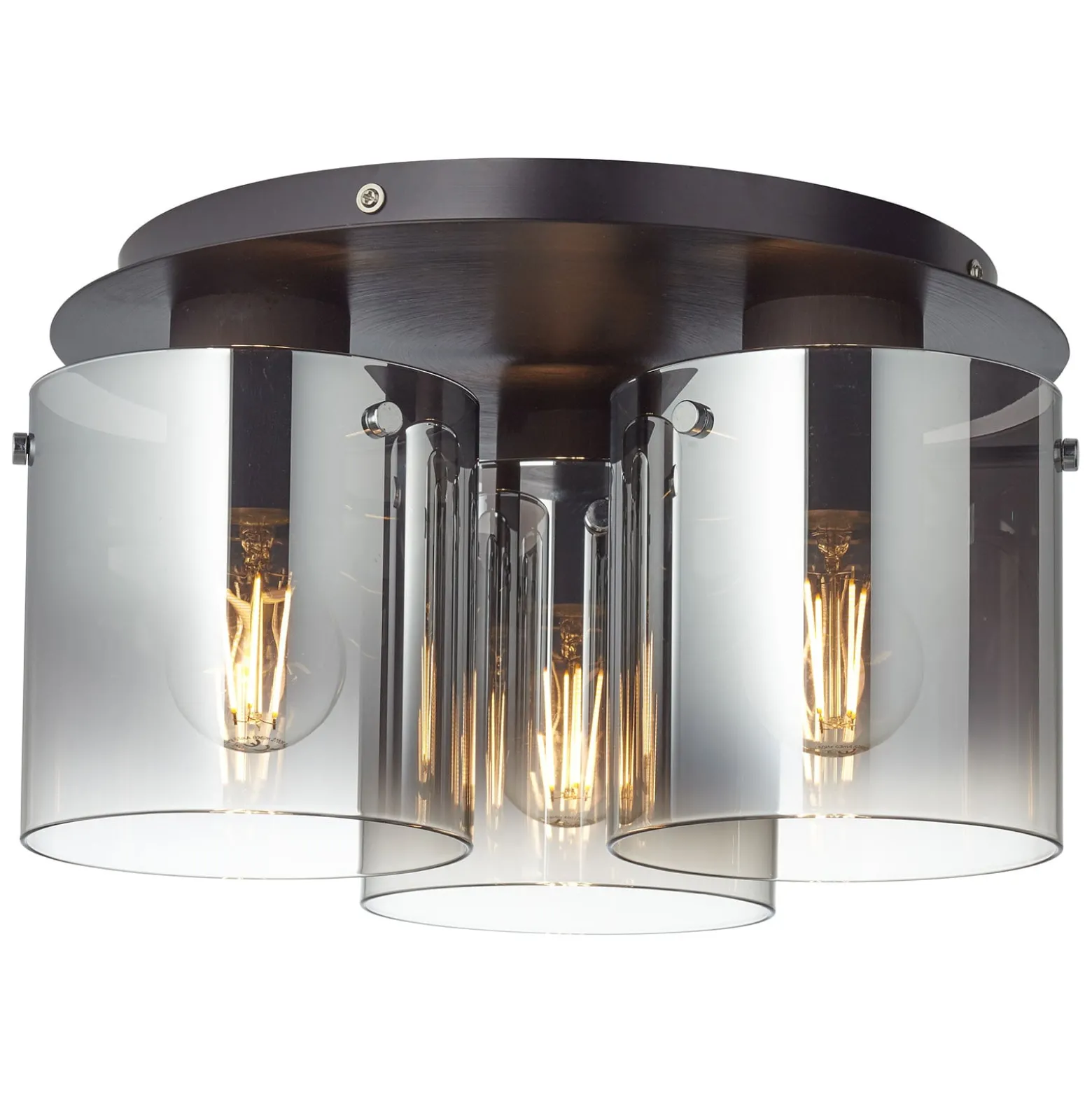 Deckenleuchte Beth mit Rauchglas, dreiflammig