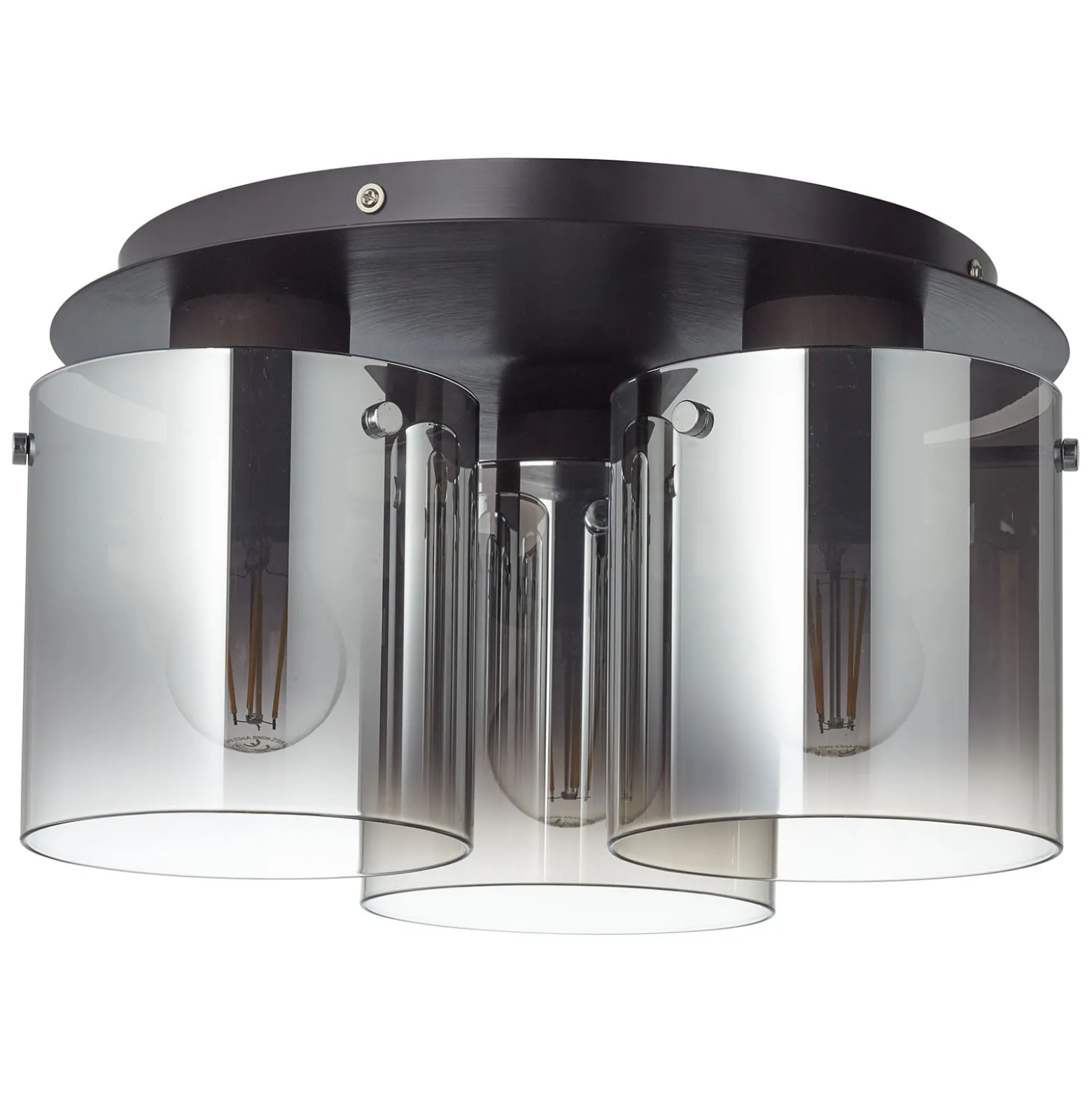 Deckenleuchte Beth mit Rauchglas, dreiflammig