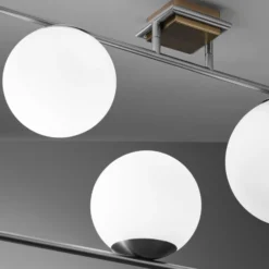 Deckenleuchte Buble, stahlfarben, 3-flammig, Glas