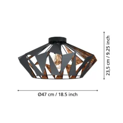 Deckenleuchte Carlton, Ø 47 cm, schwarz/kupfer