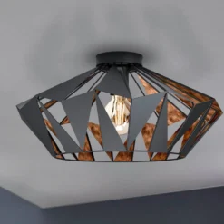 Deckenleuchte Carlton, Ø 47 cm, schwarz/kupfer