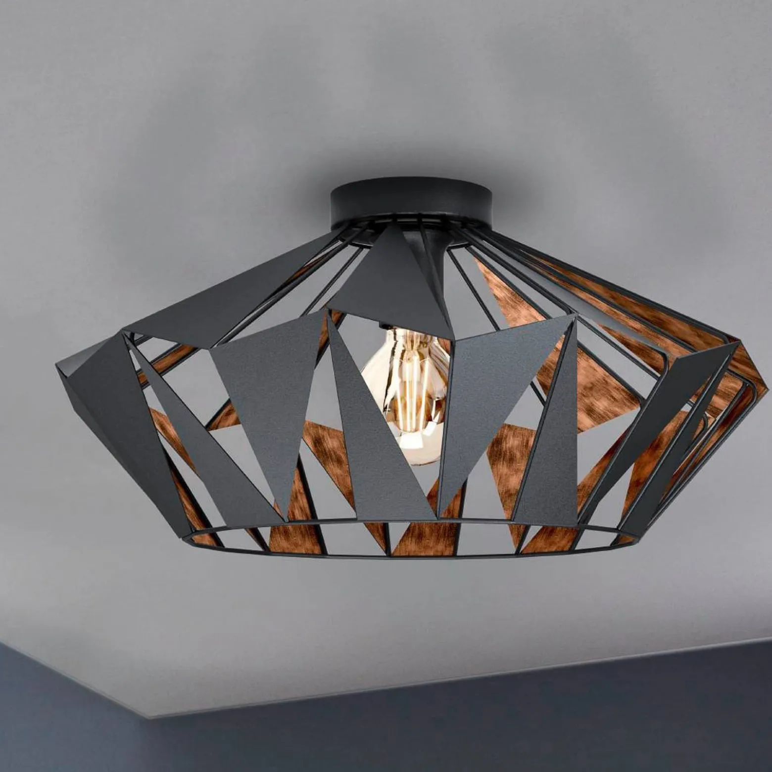 Deckenleuchte Carlton, Ø 47 cm, schwarz/kupfer