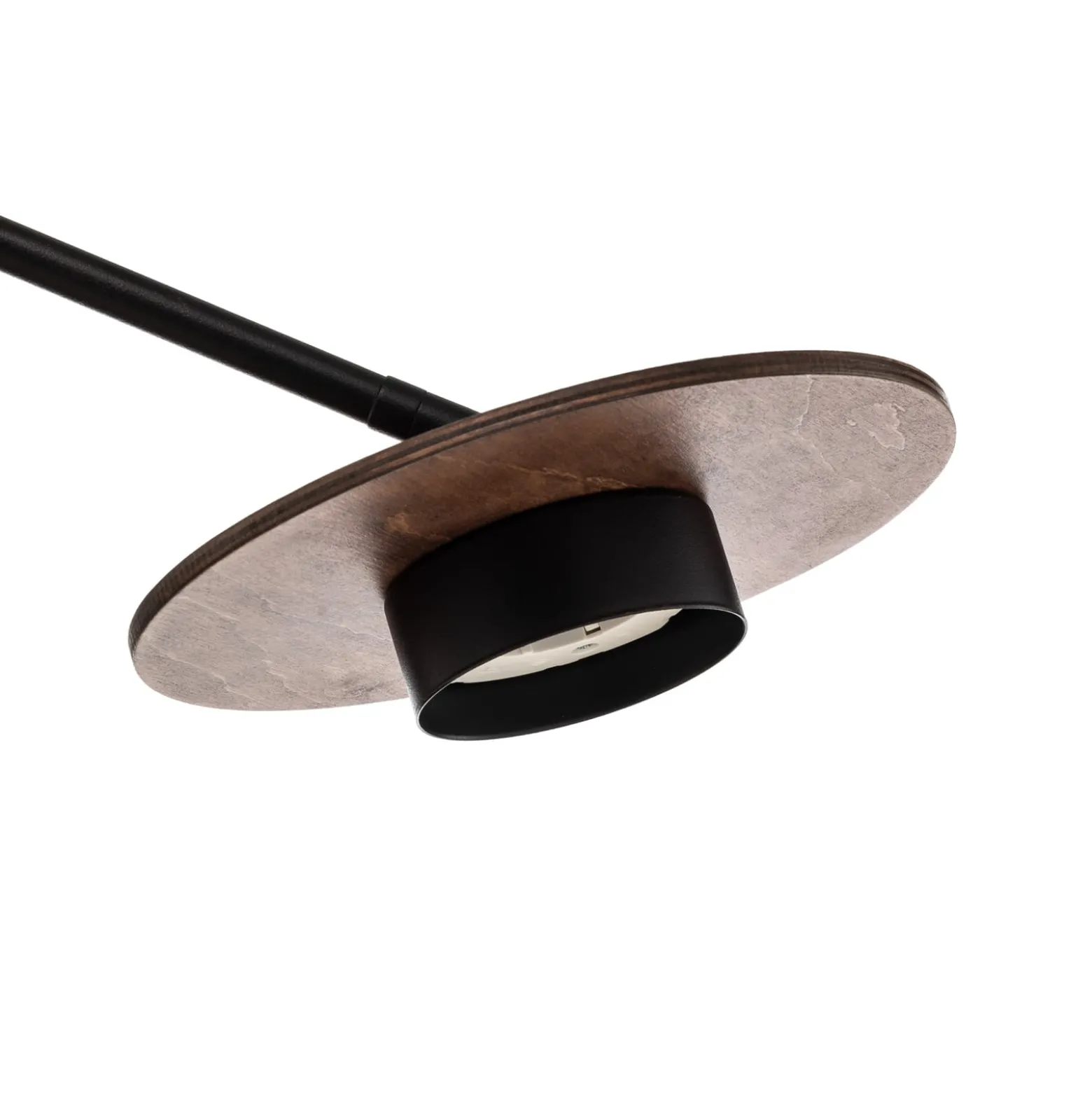 Deckenleuchte Disk mit Holzelementen, dreiflammig