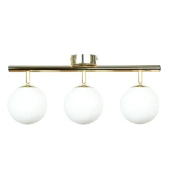 Deckenleuchte Drum, goldfarben, 3-flammig, Glas, Länge 46 cm