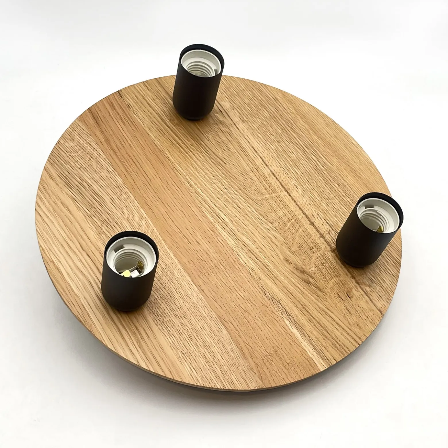 Deckenleuchte Dusty, Buchenholz, schwarz, Ø 33 cm, 3-flammig
