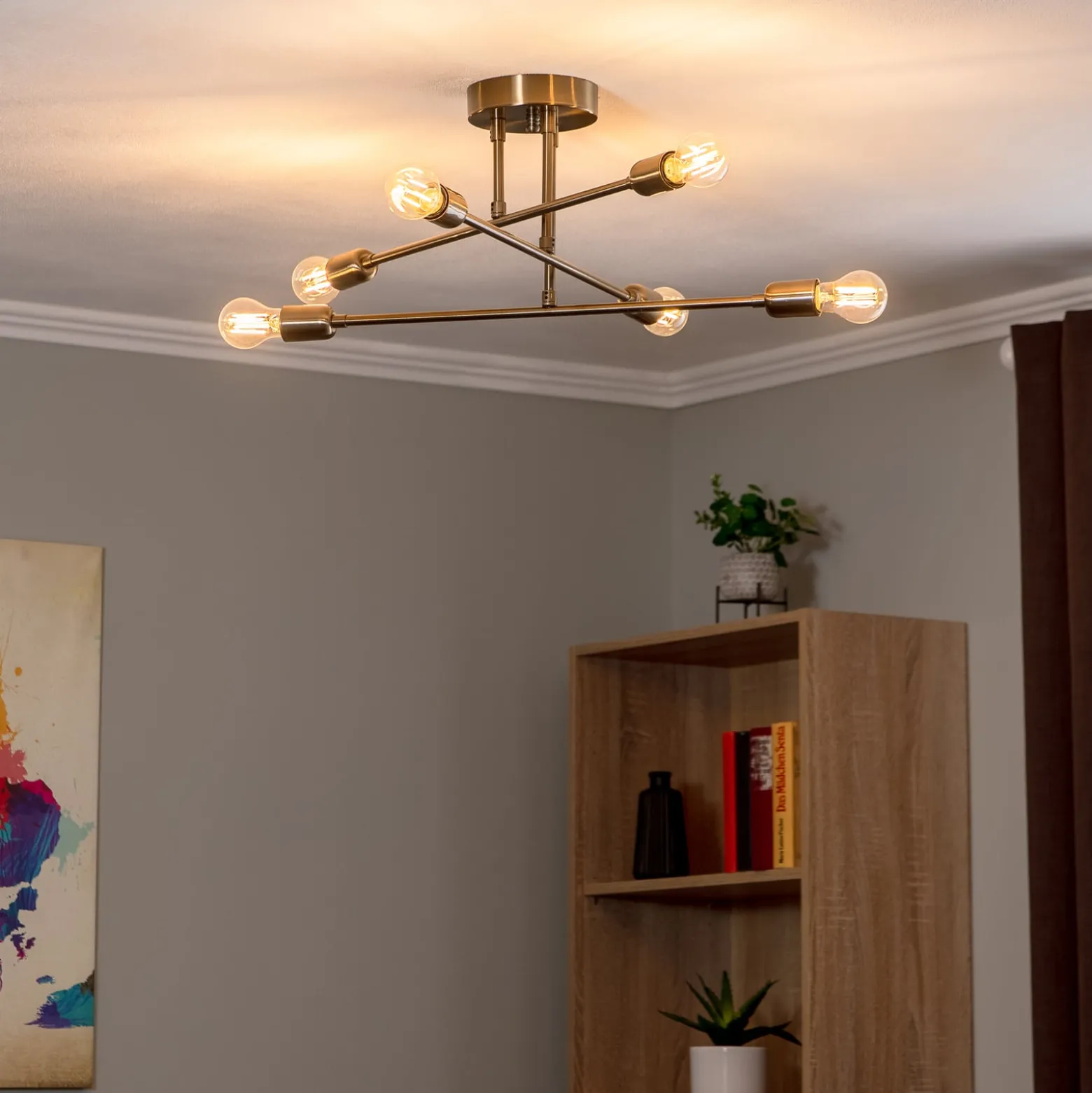 Deckenleuchte Flower 176, 6-flammig, gold antik