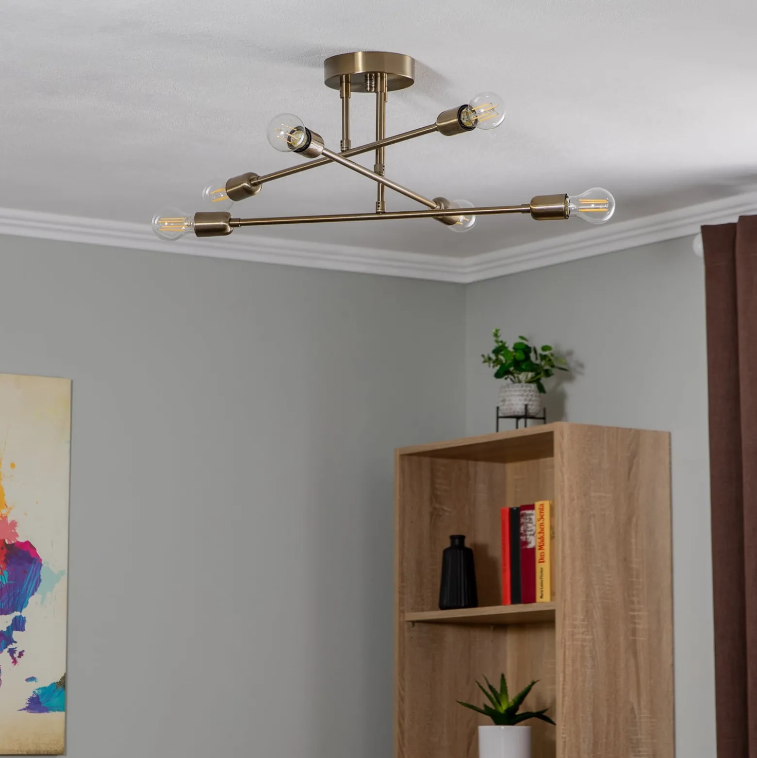Deckenleuchte Flower 176, 6-flammig, gold antik