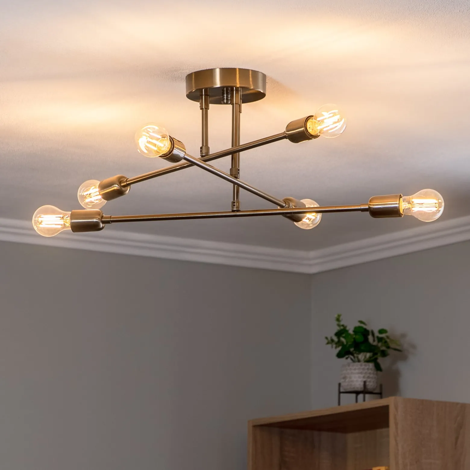 Deckenleuchte Flower 176, 6-flammig, gold antik