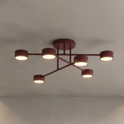 Deckenleuchte HALO, dunkelrot, Ø 60 cm, 6-flg., Metall, GX53
