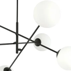 Deckenleuchte Linear, schwarz/opal, sechsflammig