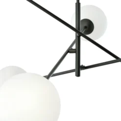 Deckenleuchte Linear, schwarz/opal, sechsflammig