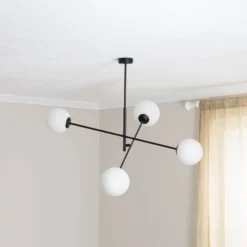 Deckenleuchte Linear, schwarz/opal, vierflammig