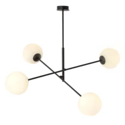 Deckenleuchte Linear, schwarz/opal, vierflammig