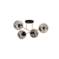 Deckenleuchte Magnum, 4-flg., grafit/gold/schwarz, Glas, E14