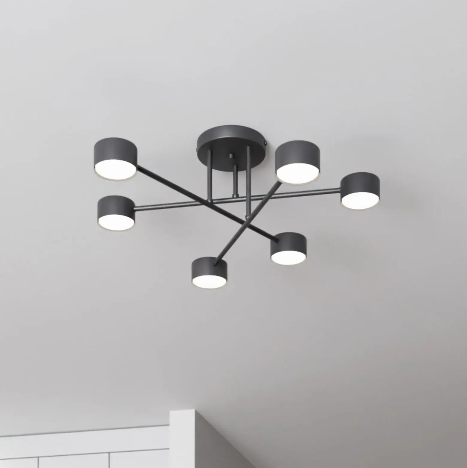 Deckenleuchte Modus 6, Stahl, sechsflammig, GX53, schwarz