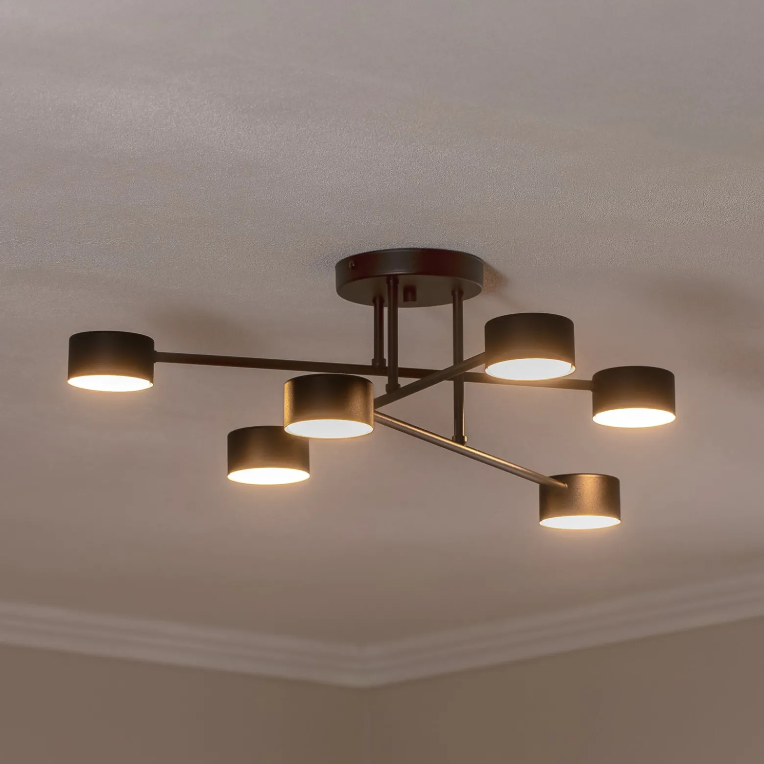 Deckenleuchte Modus 6, Stahl, sechsflammig, GX53, schwarz