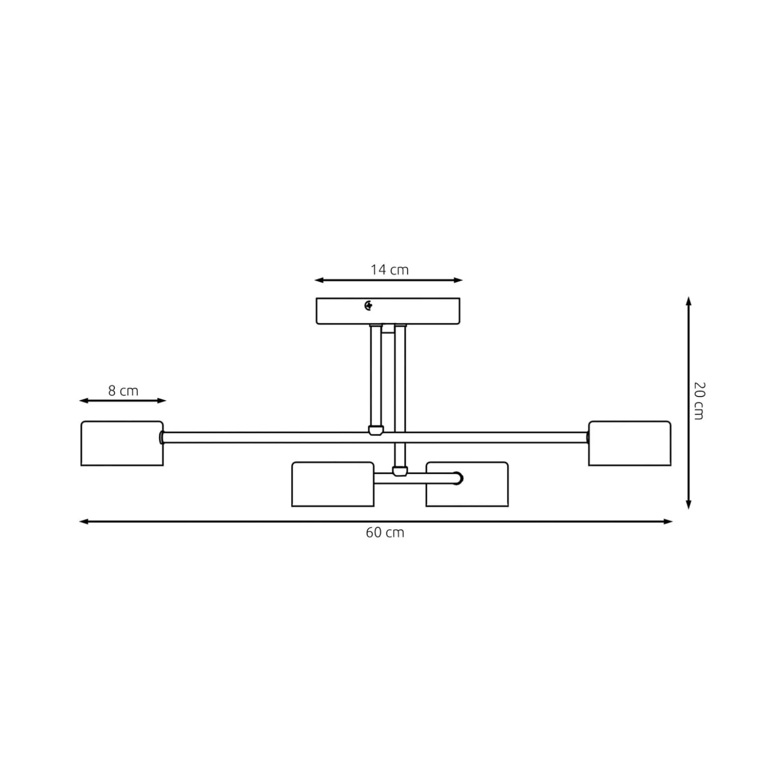 Deckenleuchte Modus 4, Stahl, vierflammig, GX53, schwarz