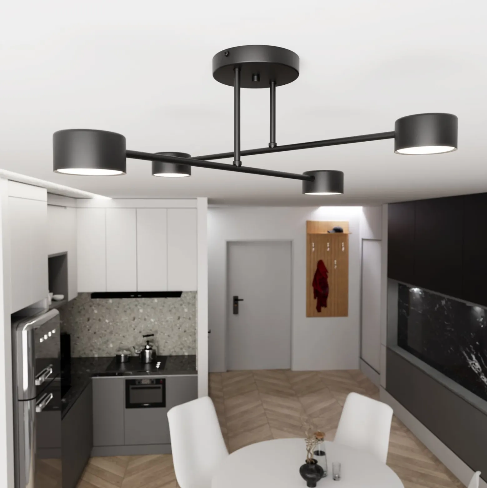 Deckenleuchte Modus 4, Stahl, vierflammig, GX53, schwarz