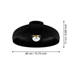 Deckenleuchte Mogano, Ø 40 cm, schwarz, Stahl
