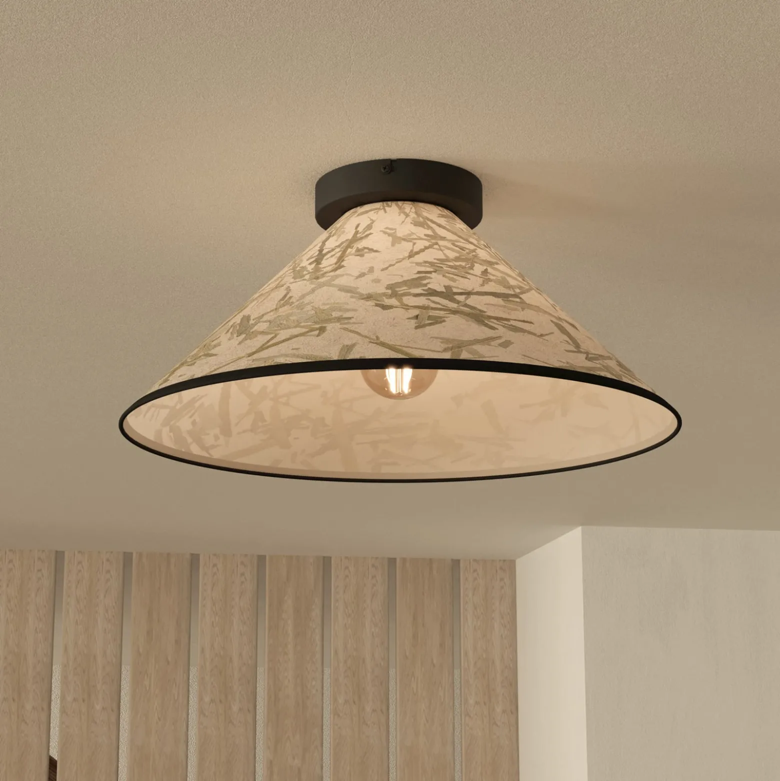 Deckenleuchte Oxpark, Ø 42 cm, grün/weiß/schwarz, Stoff