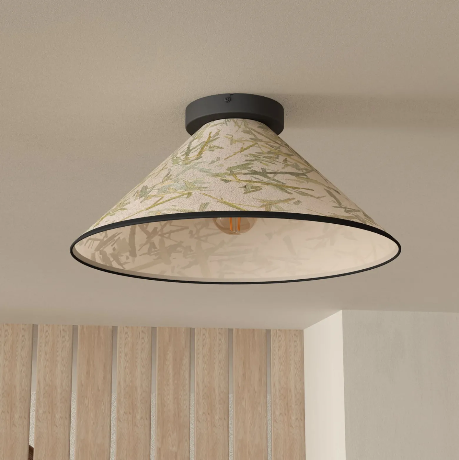 Deckenleuchte Oxpark, Ø 42 cm, grün/weiß/schwarz, Stoff