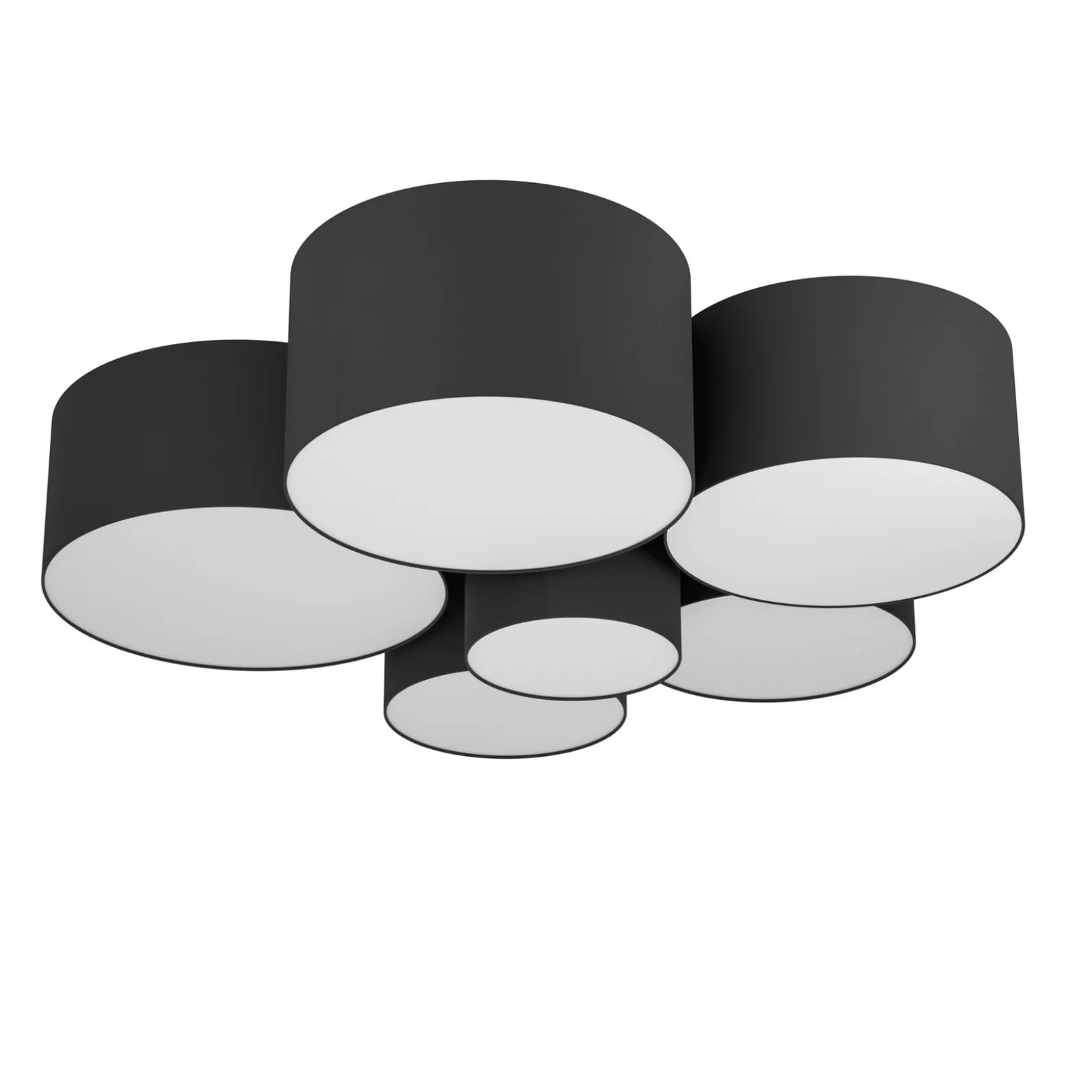 Deckenleuchte Pastore 2, Ø 99 cm, schwarz, 6-flg., Stoff