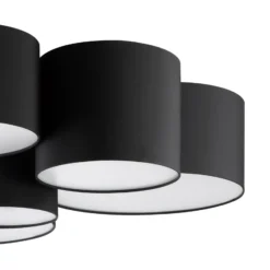 Deckenleuchte Pastore 2, Ø 99 cm, schwarz, 6-flg., Stoff