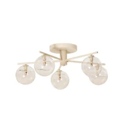Deckenleuchte Prato, creme/klar, Glas, 5-flammig