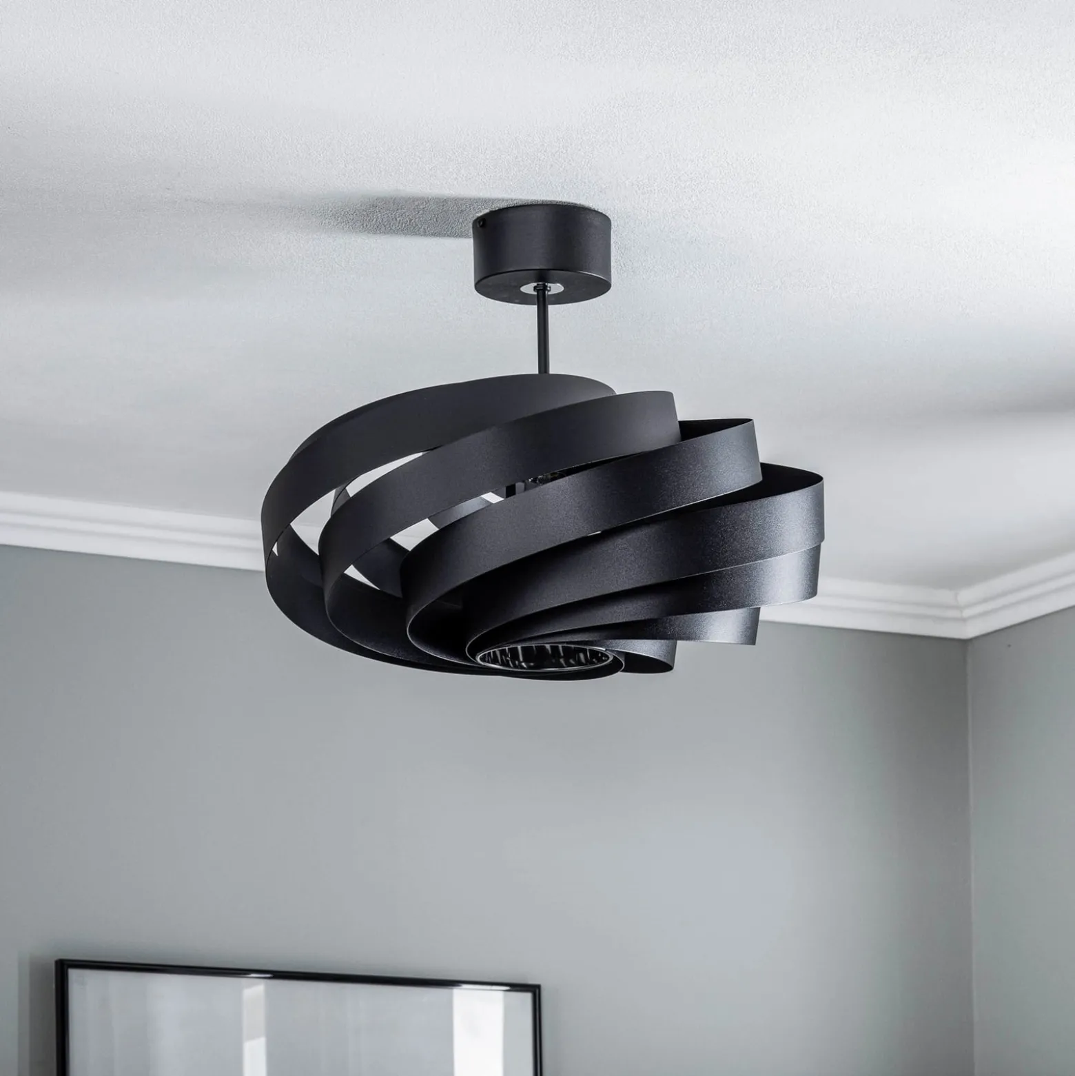 Deckenleuchte Vento, schwarz, Ø 50 cm, Metall, E27