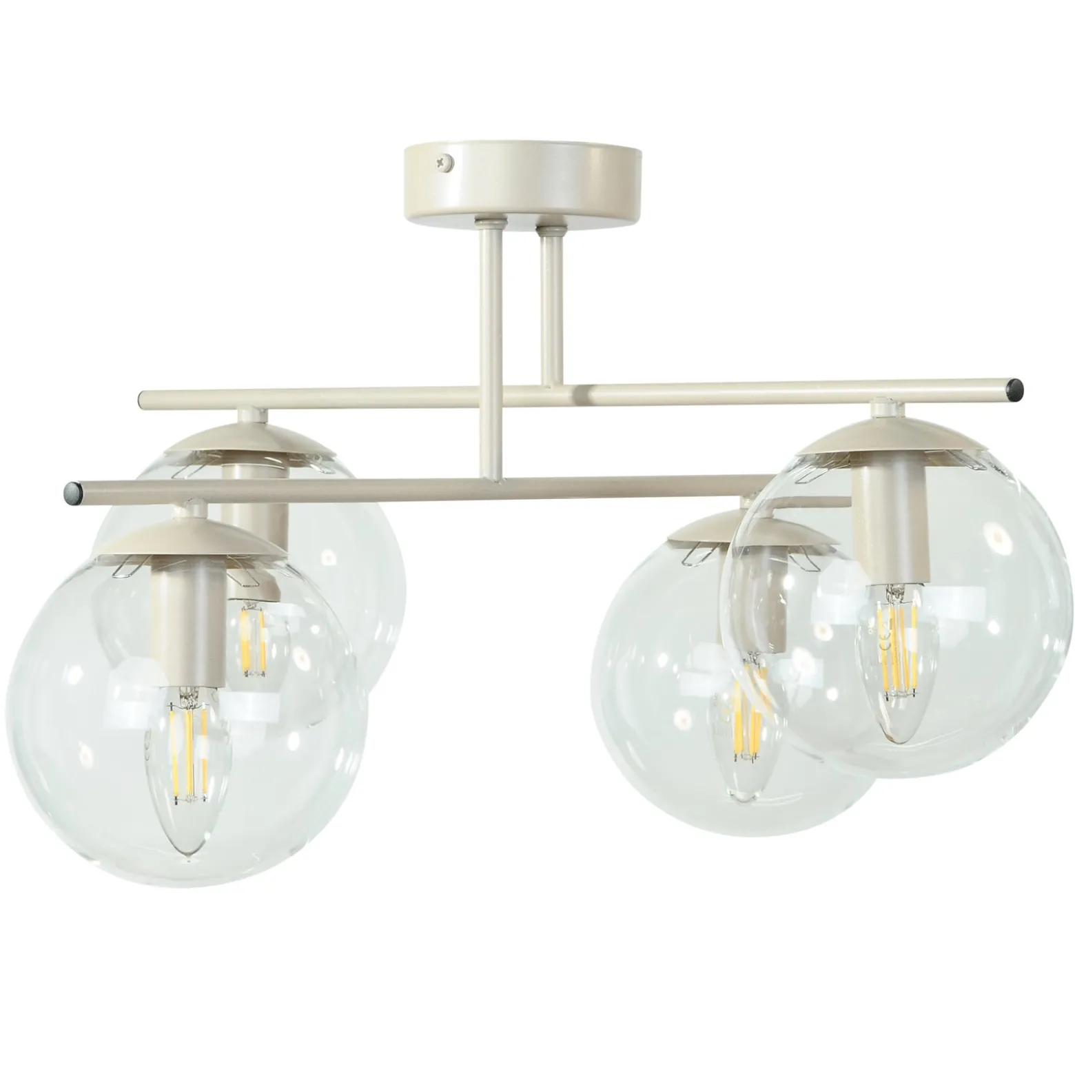 Deckenleuchte Zoe, beige, Länge 51 cm, Glas, 4-flammig, E14