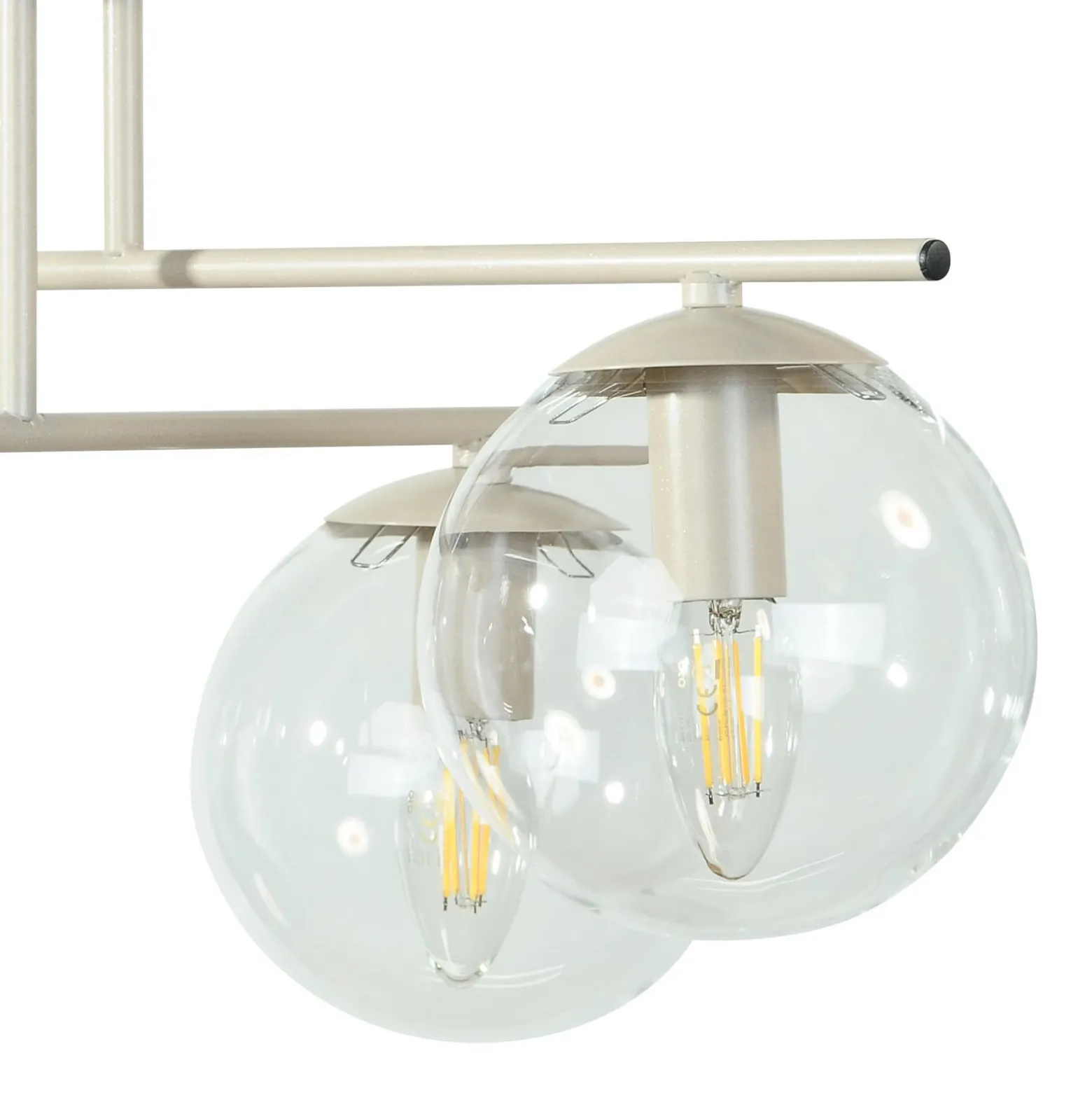 Deckenleuchte Zoe, beige, Länge 51 cm, Glas, 4-flammig, E14