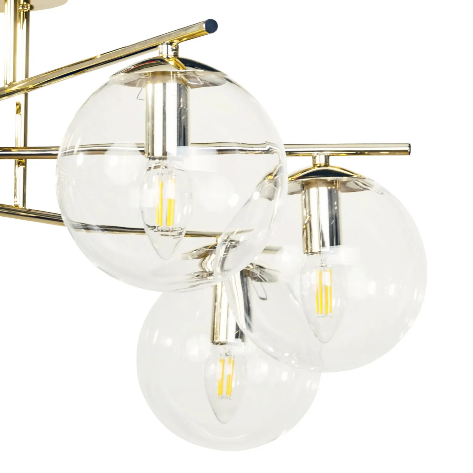 Deckenleuchte Zoe, goldfarben, Länge 72 cm, 6-flammig, Glas