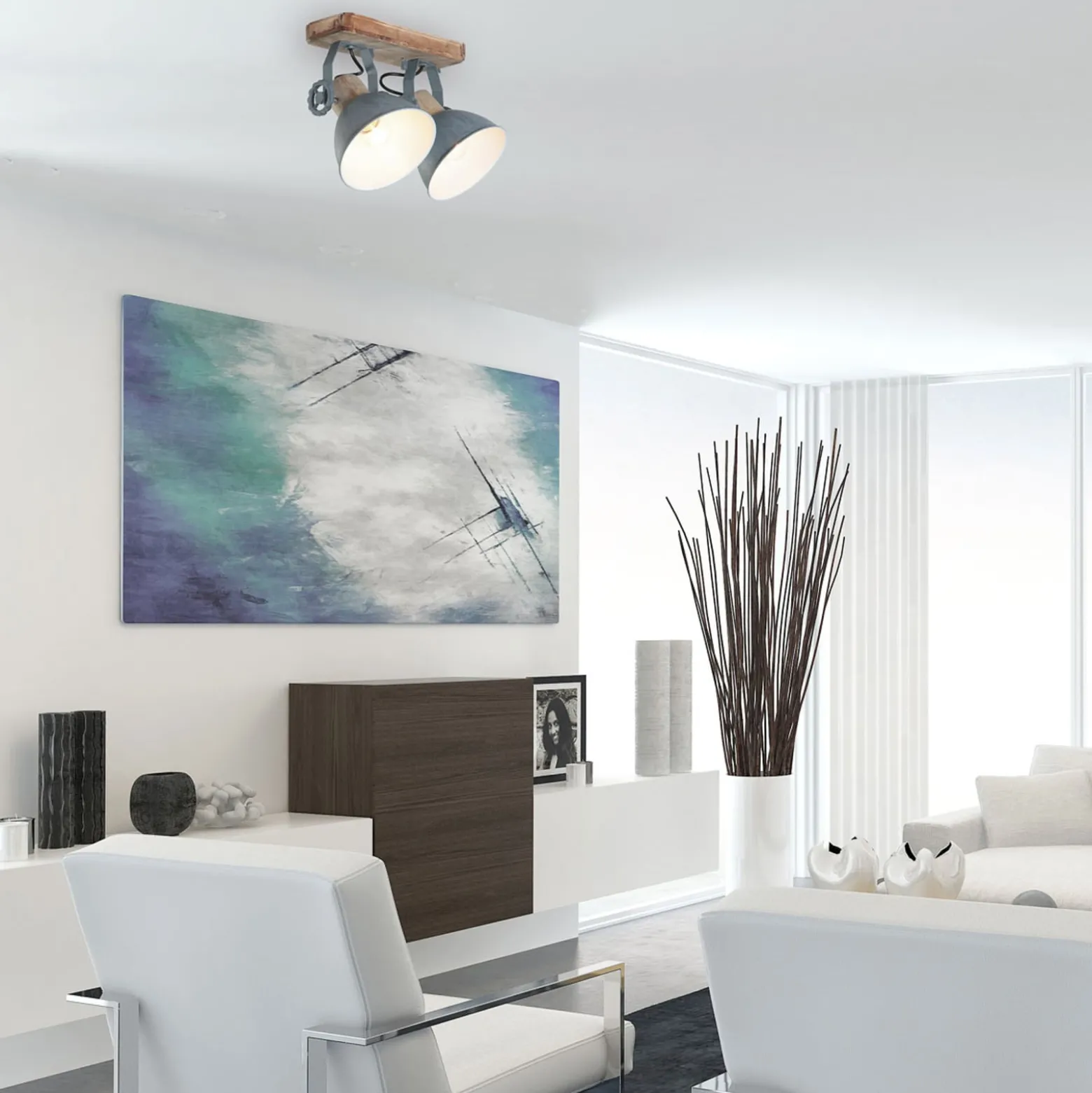 Deckenspot Gearwood, 2-flammig, grau