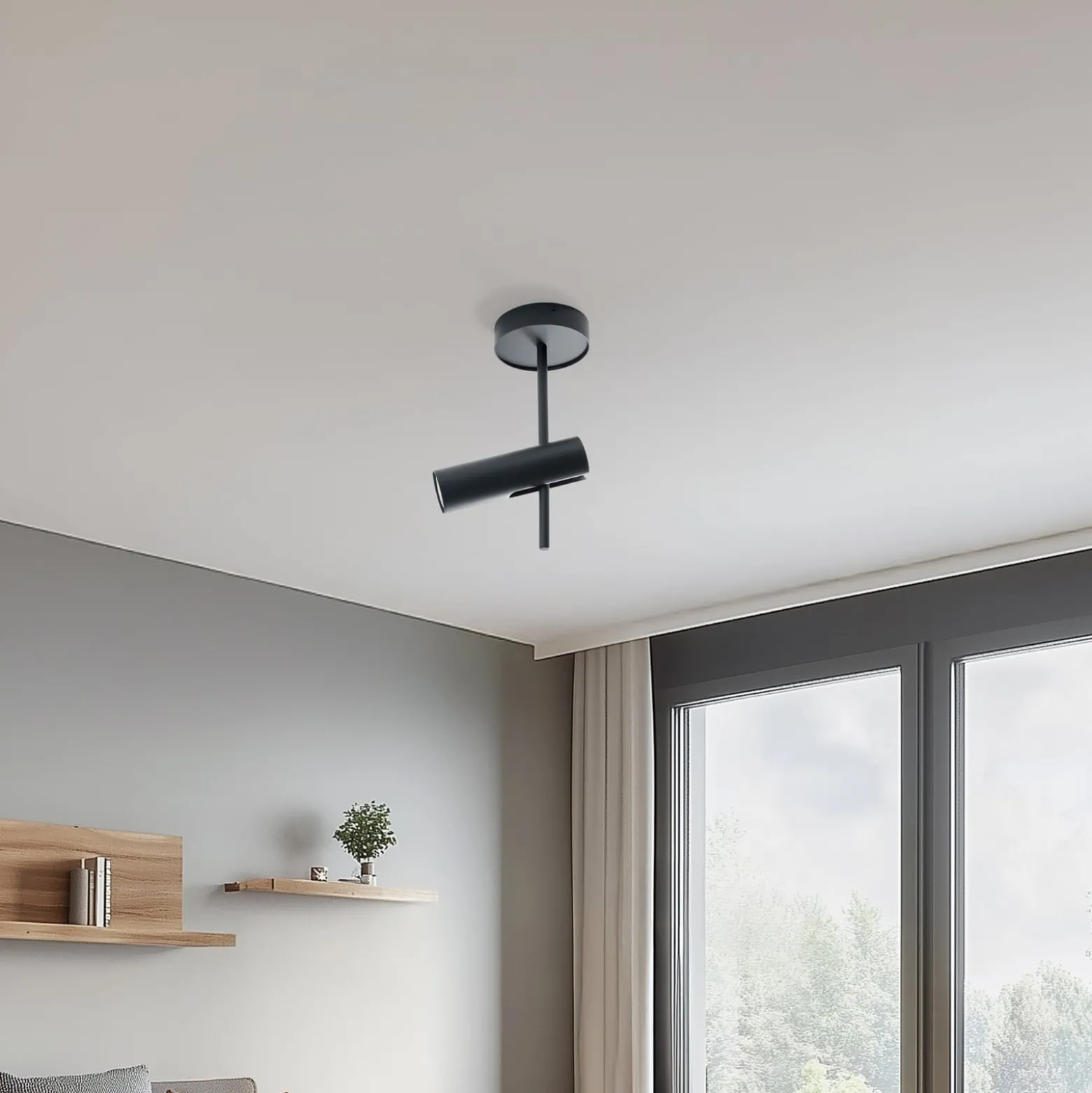 Deckenspot Leda 1, anthrazit, 1-flammig, Stahl, Höhe 34 cm