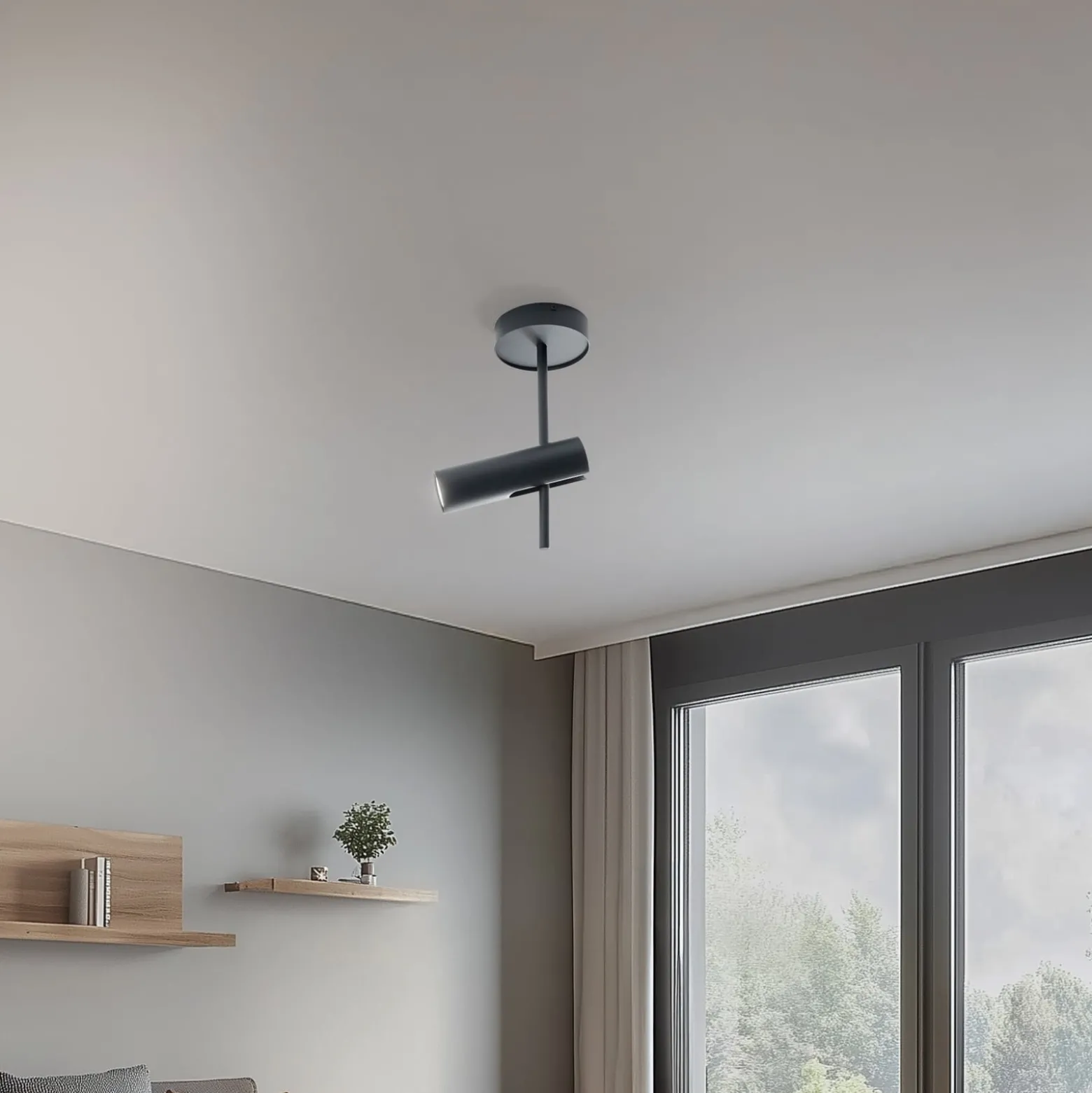 Deckenspot Leda 1, anthrazit, 1-flammig, Stahl, Höhe 34 cm