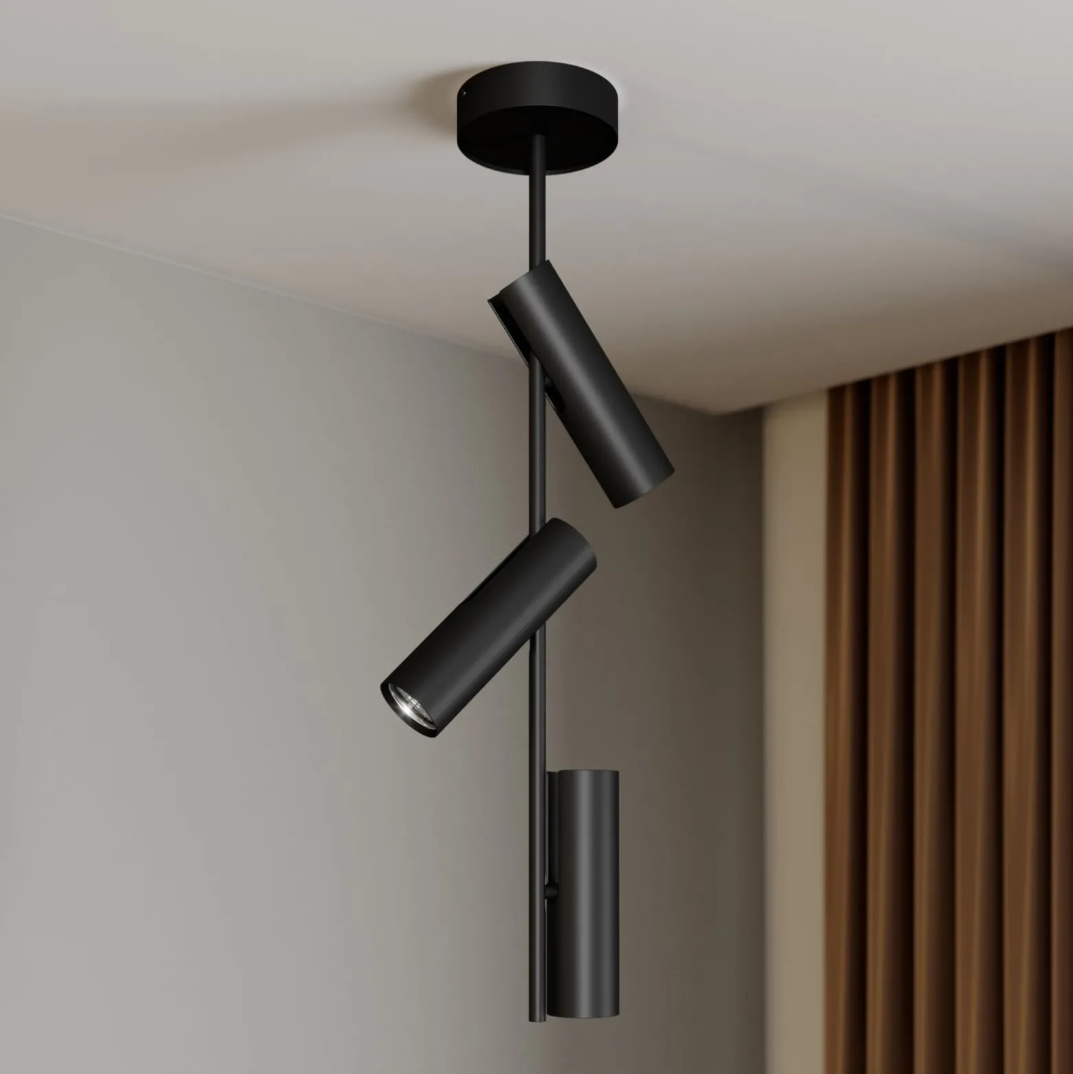 Deckenspot Leda 3, dreiflammig, schwarz