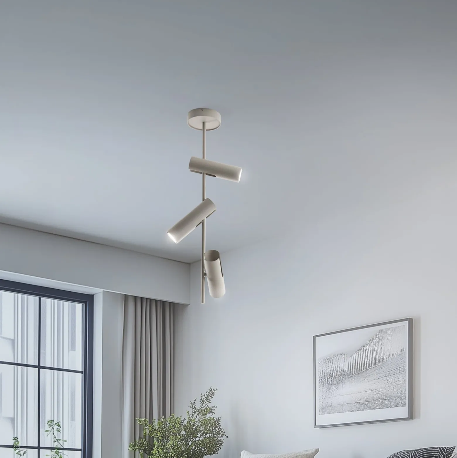 Deckenspot Leda 3, taupe, 3-flammig, Stahl, GU10, Höhe 76 cm